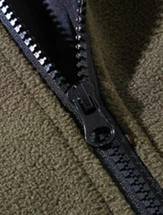 Green sherpa fleece jacket zip