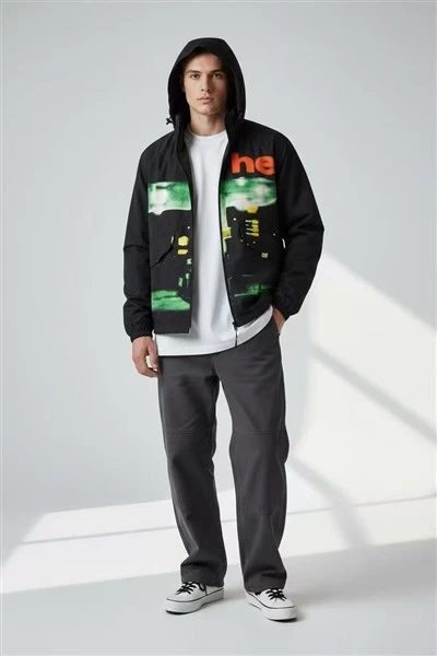 Mens Engineering Printing Cotton Washed Track Jacket high quality